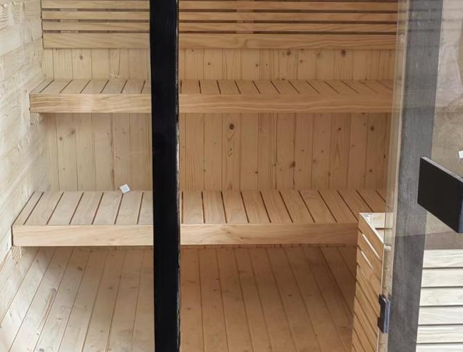 Rounded Corner Outdoor Sauna Pod with Black Glass Front CSA-757 reference view 4
