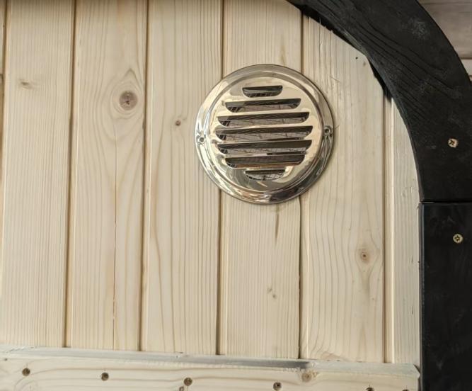Rounded Corner Outdoor Sauna Pod with Black Glass Front CSA-757 reference view 6