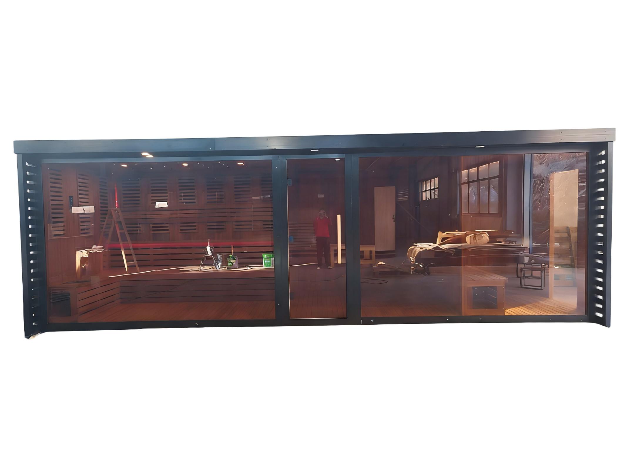Large Commercial Modular Sauna Room with Panoramic Glass Front product image