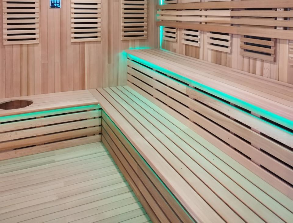 Large Commercial Modular Sauna Room with Panoramic Glass Front CSA-758 reference view 4