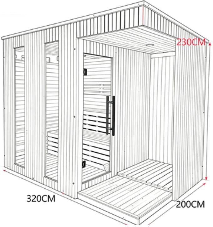 Light Wood Outdoor Sauna Cabin with Covered Entry Porch CSA-759 reference view 3