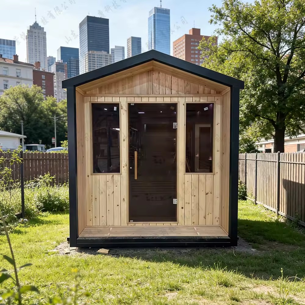 Gable Roof Outdoor Sauna Cabin with Glass Door product image