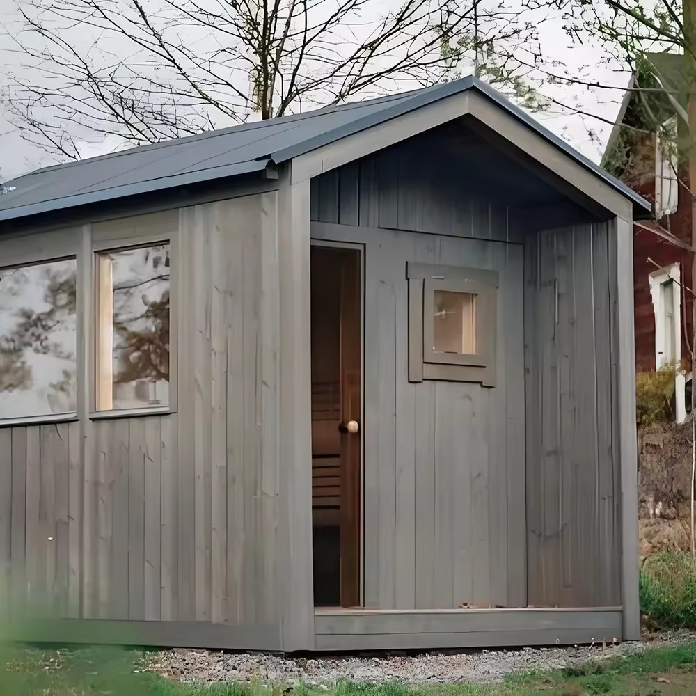 Gable Roof Outdoor Sauna Cabin with Glass Door CSA-763 reference view 6