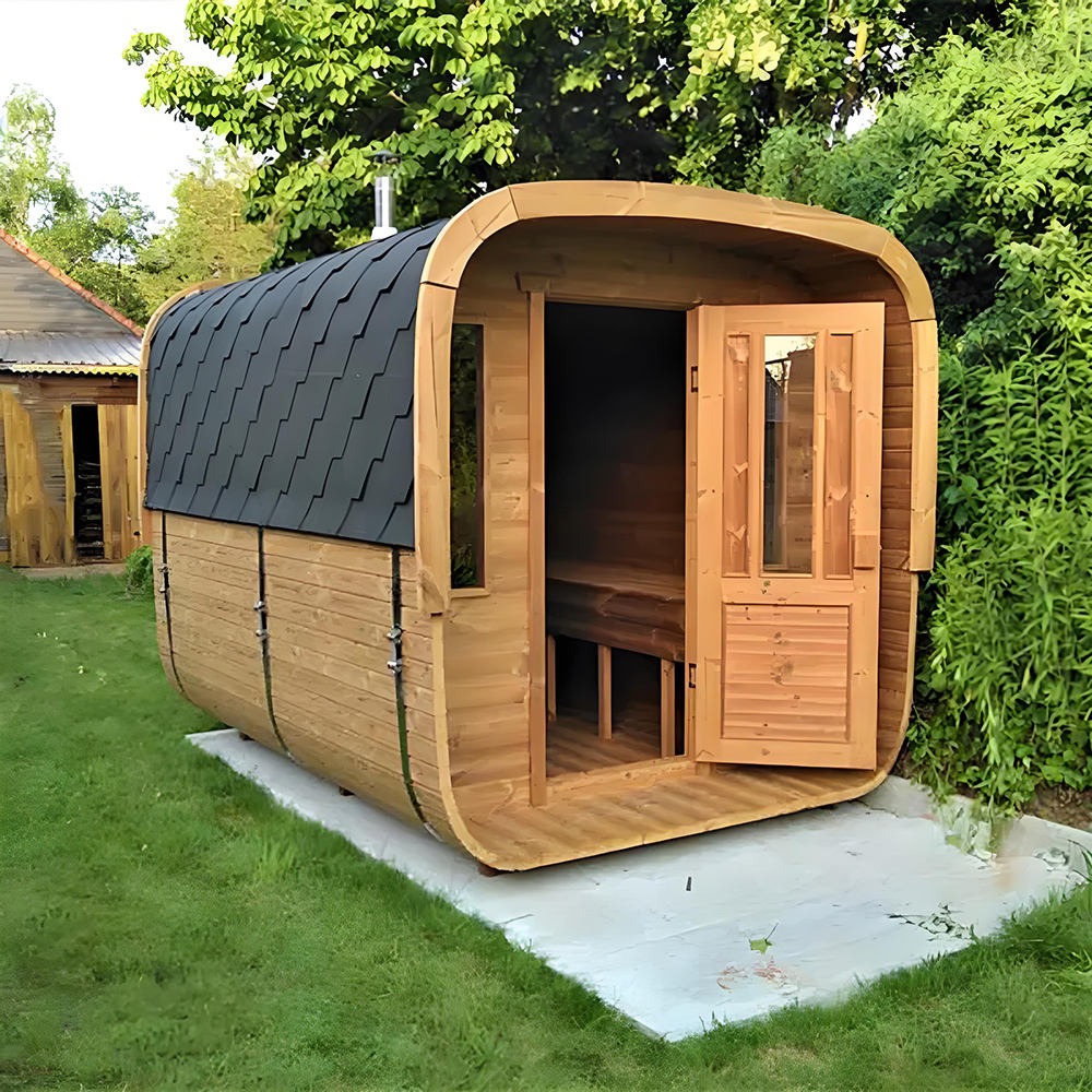 Rounded Outdoor Sauna Pod with Glass Front CSA-764 reference view 2