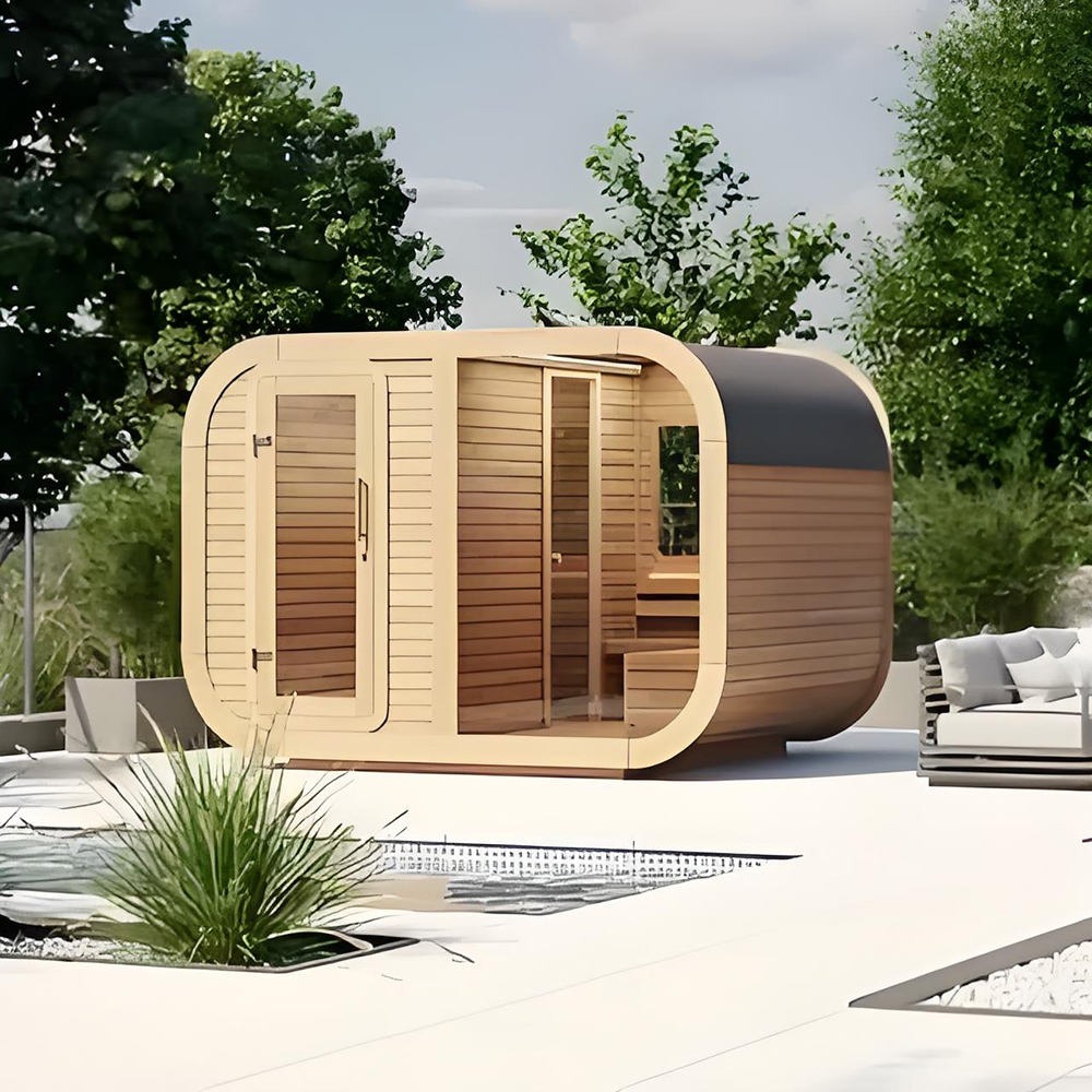Rounded Outdoor Sauna Pod with Glass Front CSA-764 reference view 4