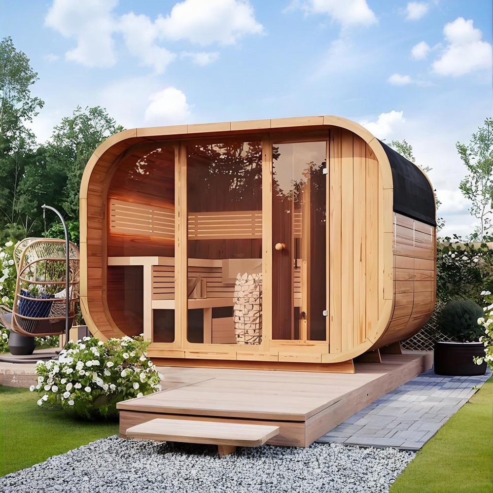 Rounded Outdoor Sauna Pod with Glass Front CSA-764 reference view 6