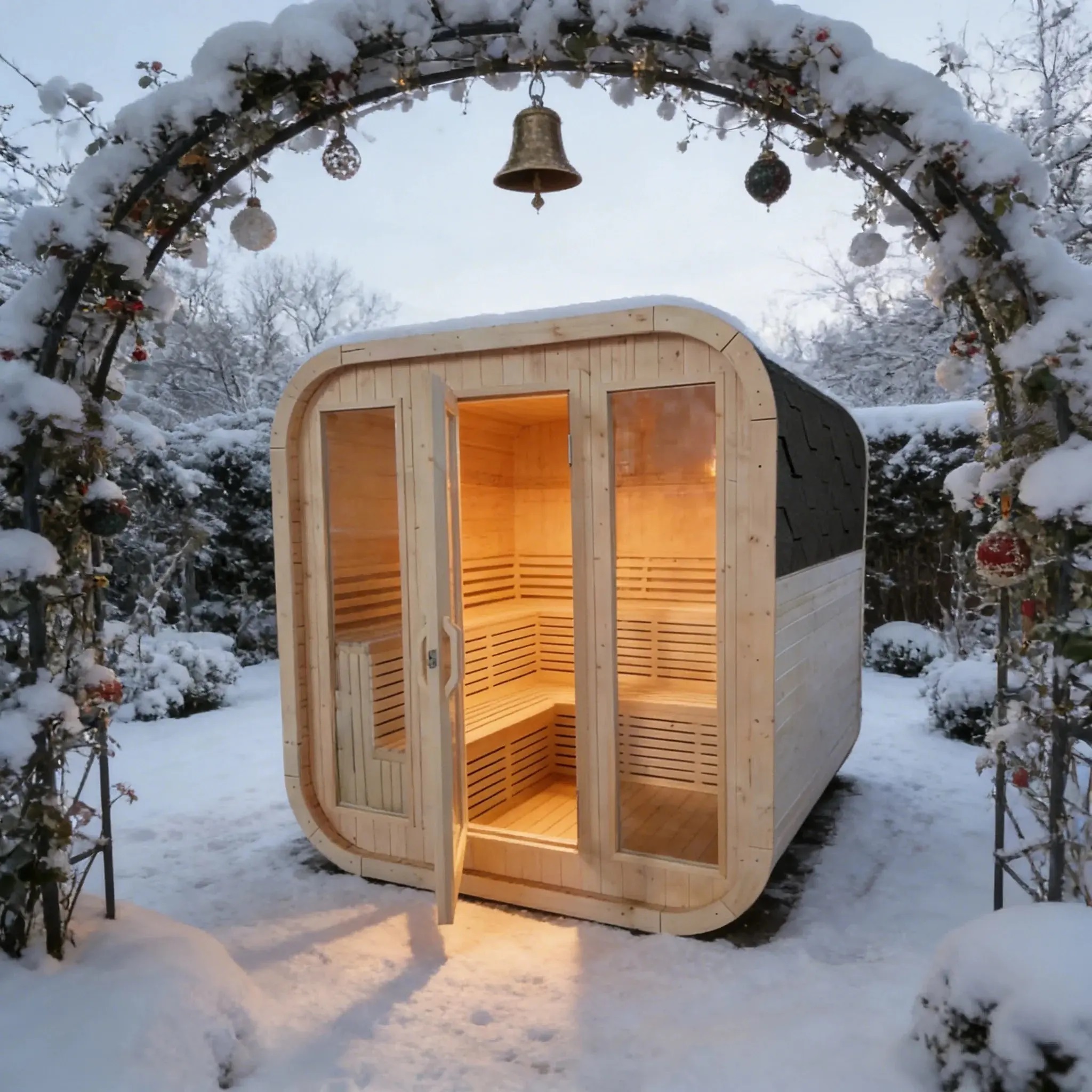 White Pine Rounded Cube Outdoor Sauna Cabin product image