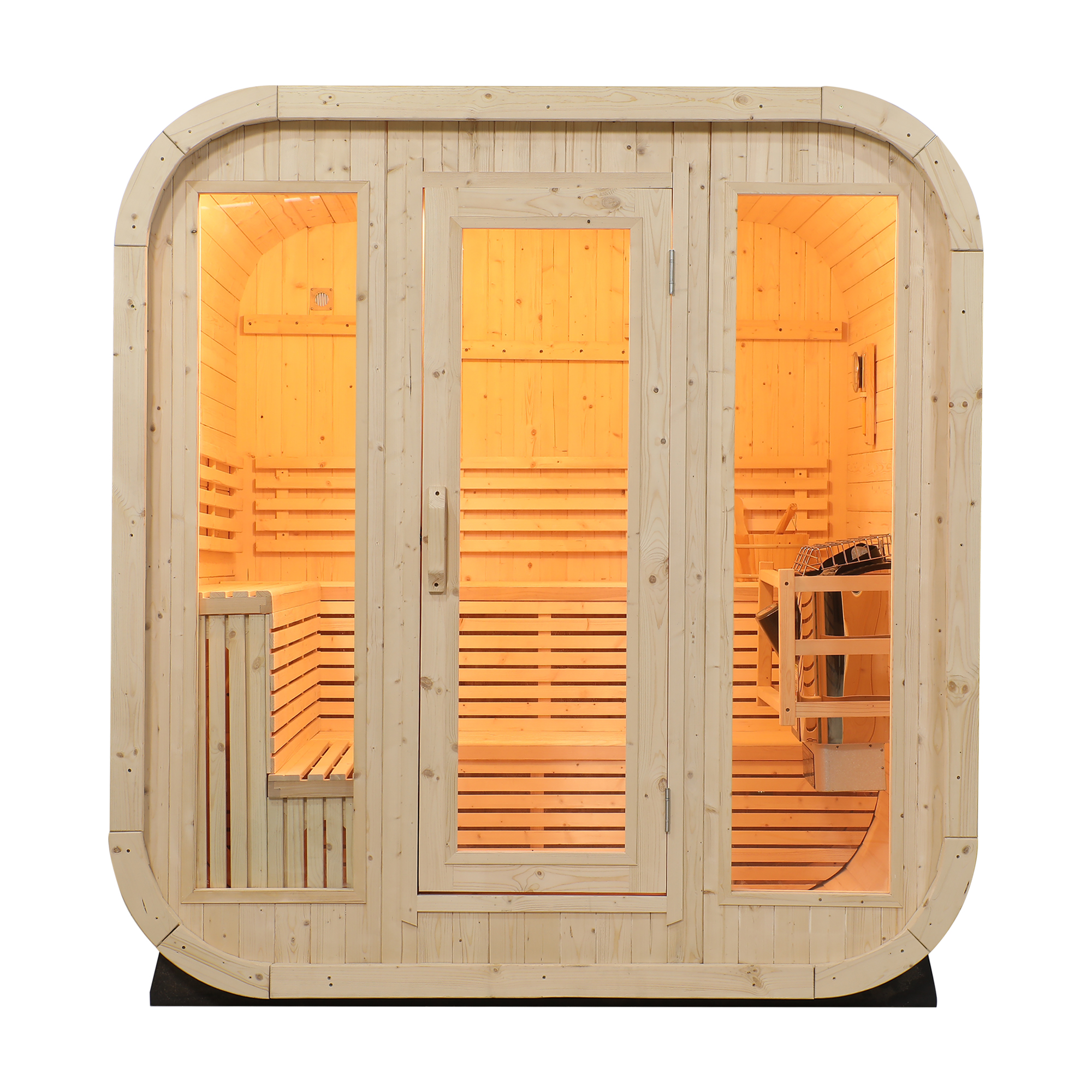 White Pine Rounded Cube Outdoor Sauna Cabin CSA-765 reference view 3