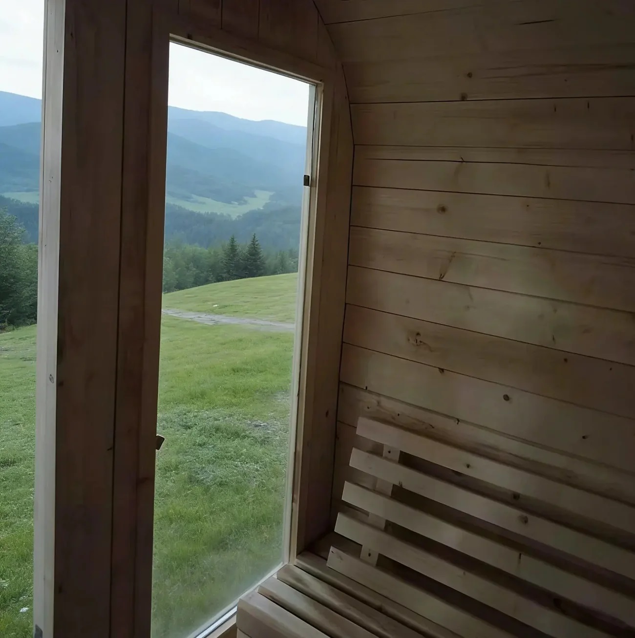 White Pine Rounded Cube Outdoor Sauna Cabin CSA-765 reference view 4