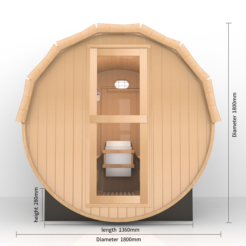 Compact Cedar Barrel Sauna with Panoramic Glass Front CSA-768 reference view 6