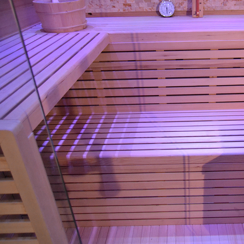 Six-Person Hemlock Glass-Corner Sauna Room CSA-770 reference view 4