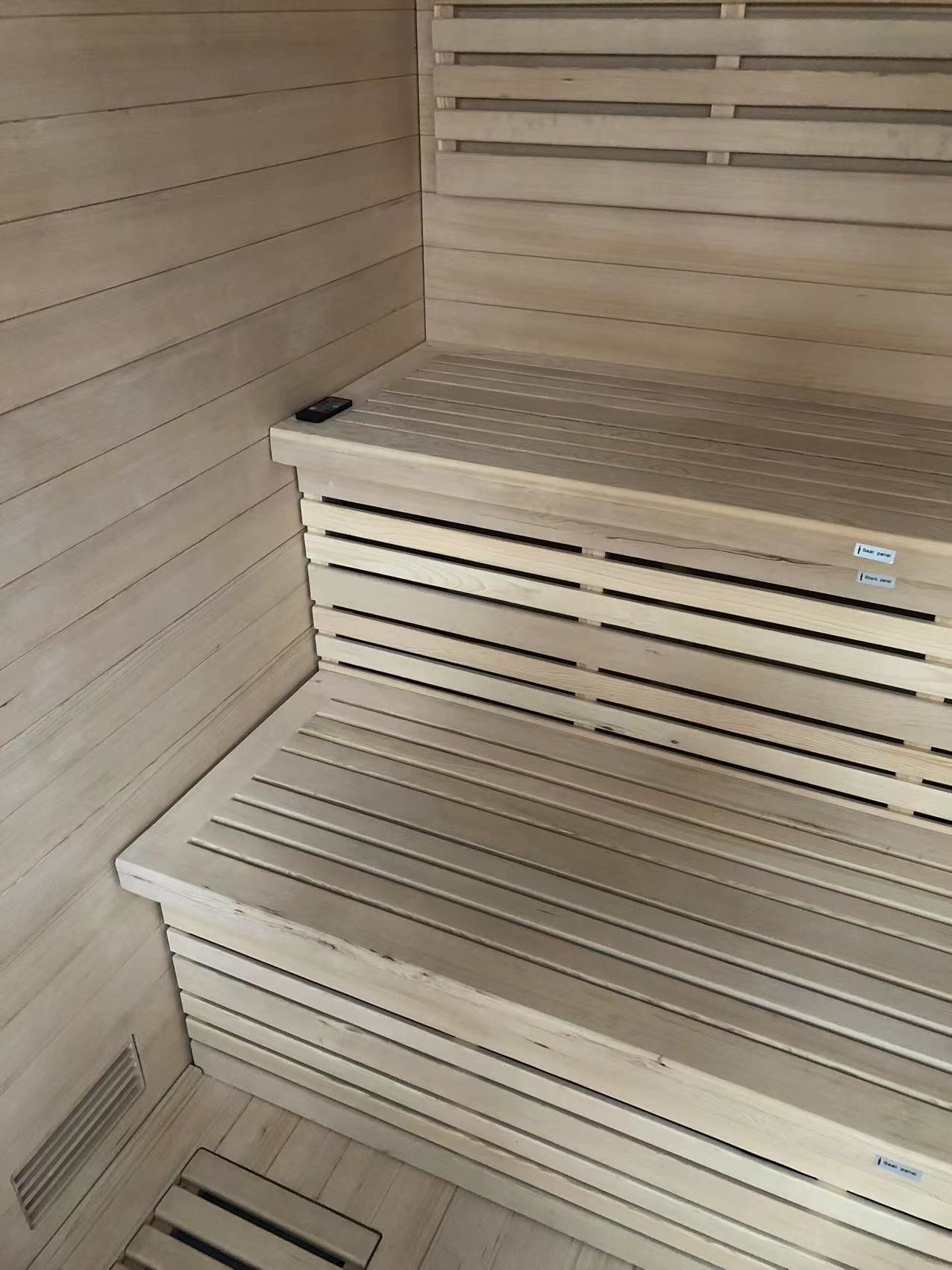 Six-Person Hemlock Glass-Corner Sauna Room CSA-770 reference view 5