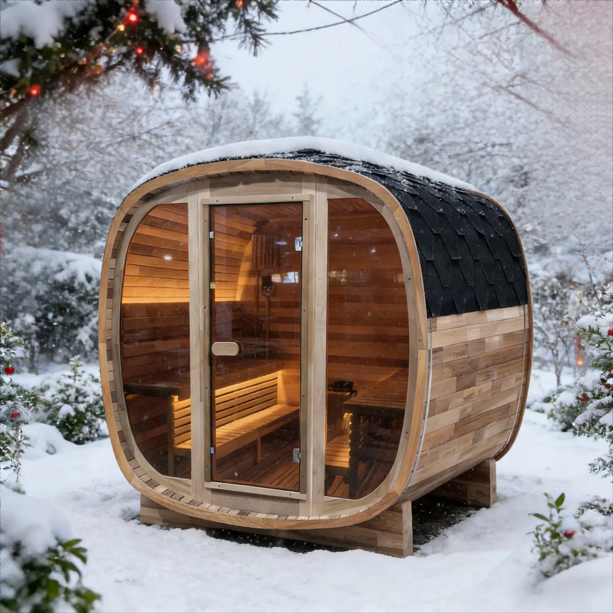 Canadian Red Cedar Rounded Cube Garden Sauna product image
