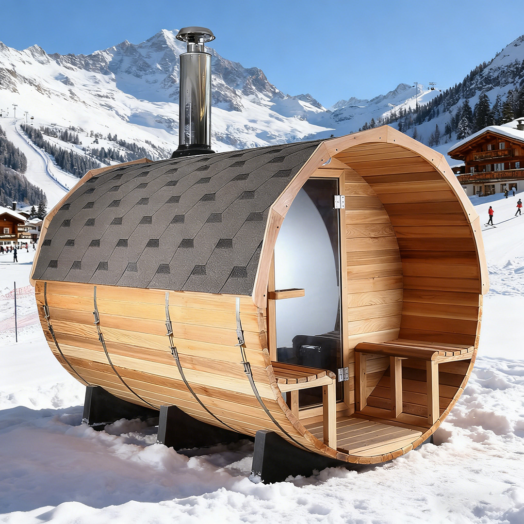 Six-to-Eight-Person Hemlock Barrel Sauna with Porch CSA-774 reference view 6