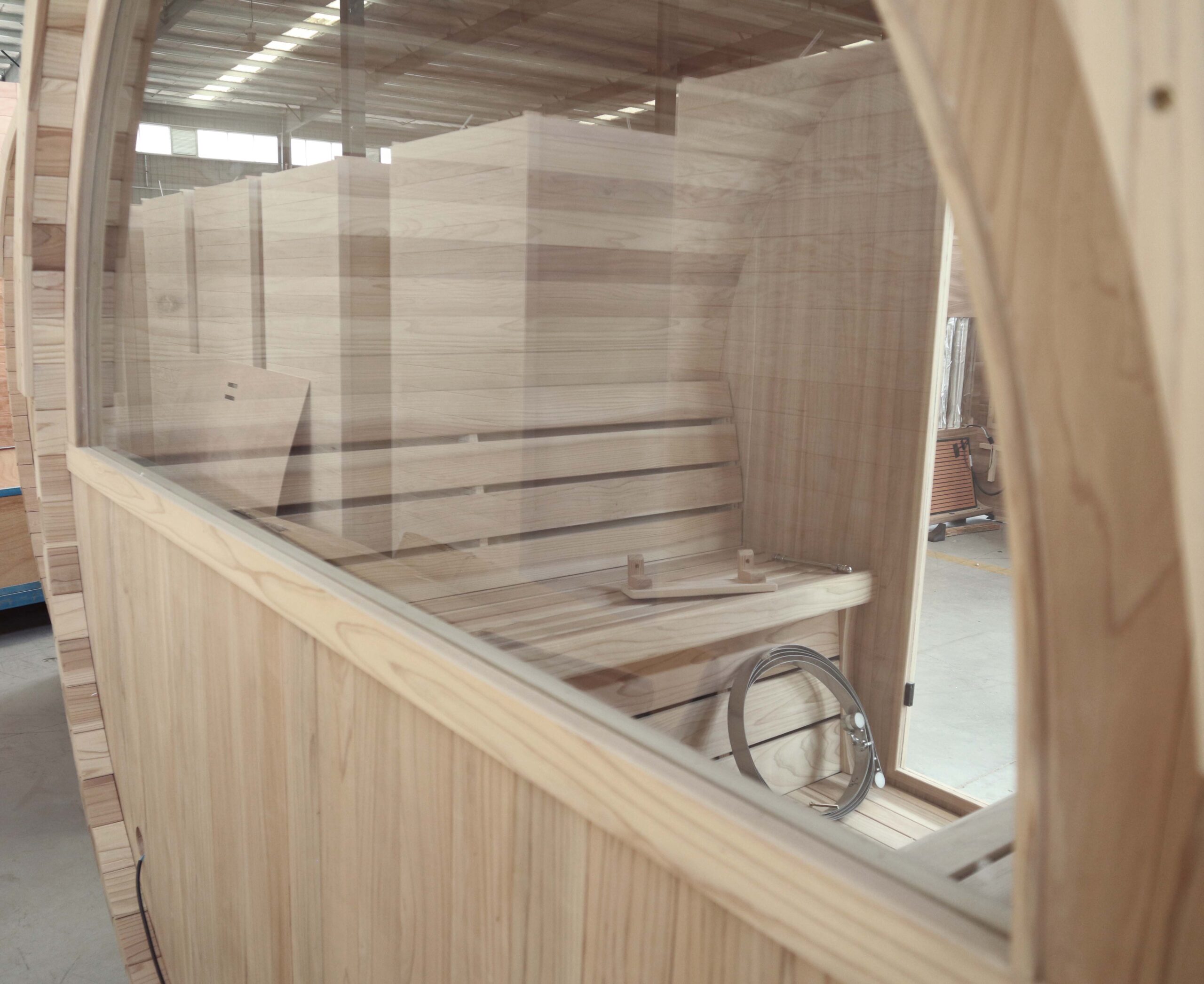 Acrylic Panorama Barrel Sauna with Half-Wall Front CSA-776 reference view 5