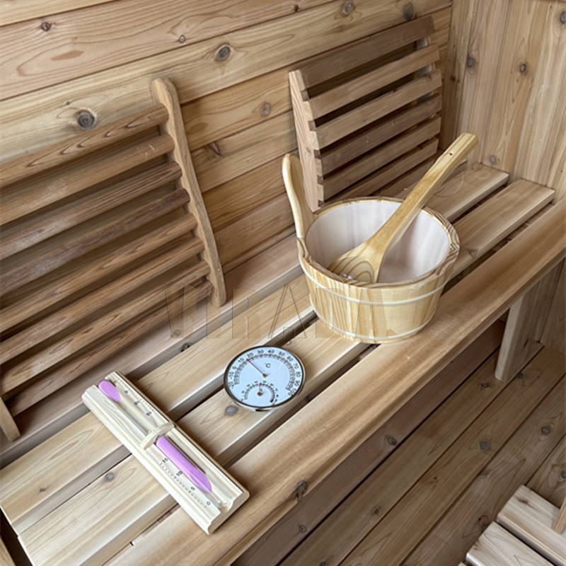 Compact Black Outdoor Sauna Cabin with Panoramic Door CSA-777 reference view 5