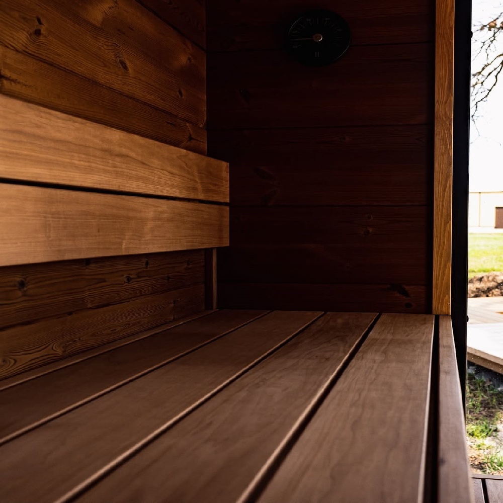 Compact Black Outdoor Sauna Cabin with Panoramic Door CSA-777 reference view 6