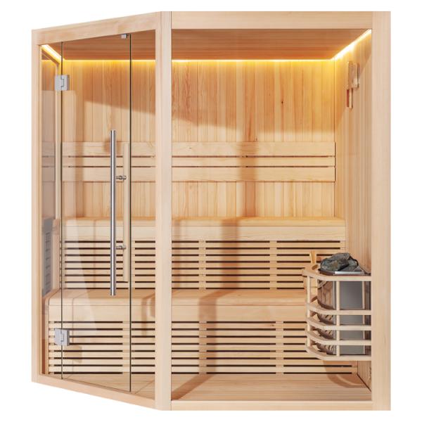Six-Person Glass-Corner Traditional Sauna Room CSA-781 reference view 2