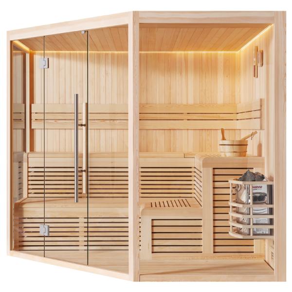 Six-Person Glass-Corner Traditional Sauna Room CSA-781 reference view 4