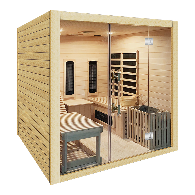 Hemlock Hybrid Sauna Room with Recliner Bench CSA-784 reference view 2