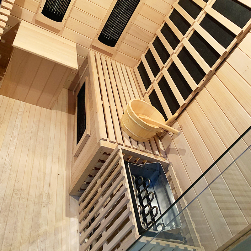 Hemlock Hybrid Sauna Room with Recliner Bench CSA-784 reference view 4