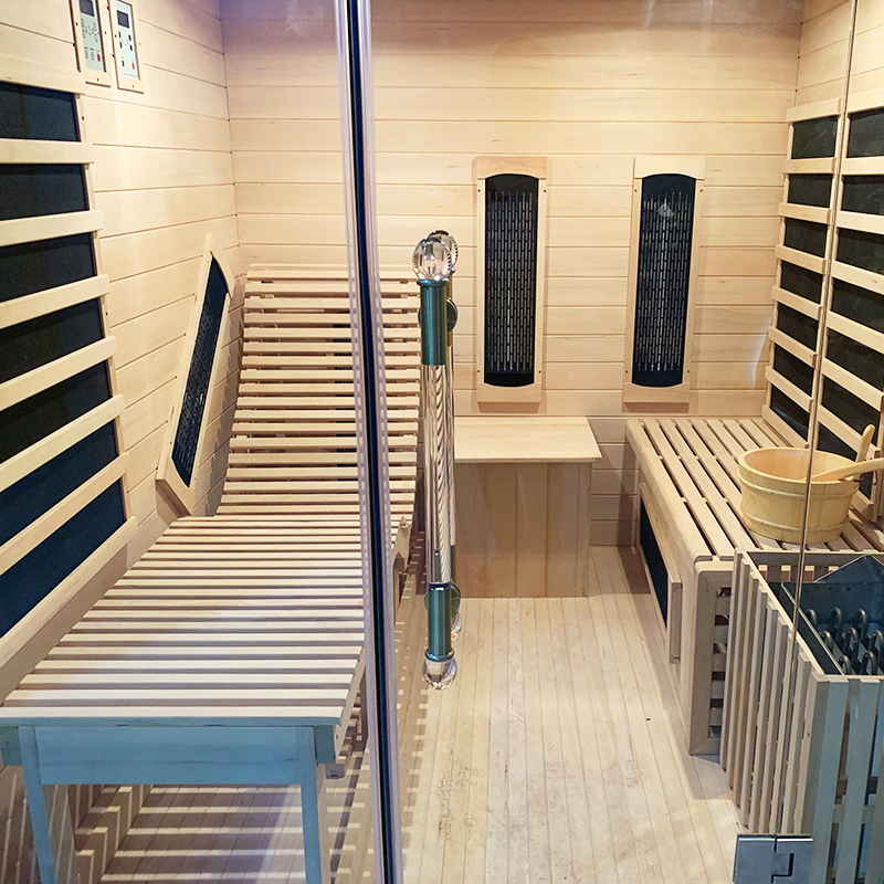 Hemlock Hybrid Sauna Room with Recliner Bench CSA-784 reference view 6