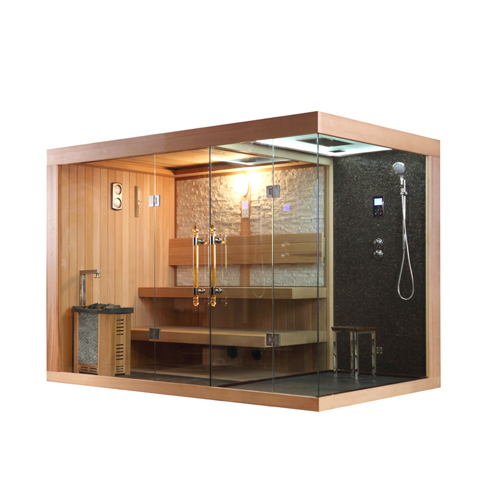 Corner Sauna and Shower Combination Cabin with Glass Divider product image
