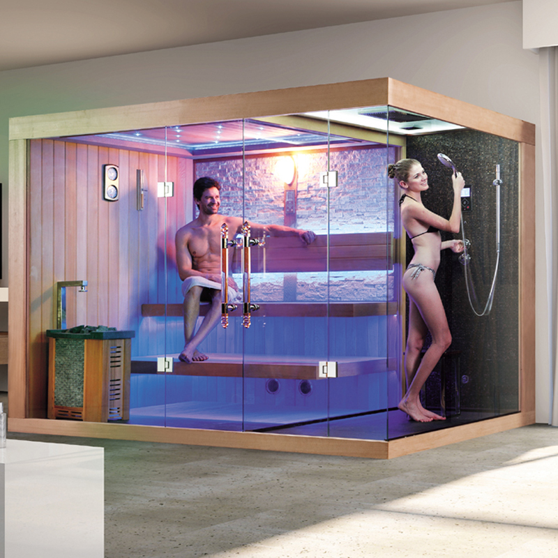 Corner Sauna and Shower Combination Cabin with Glass Divider CSA-787 reference view 2