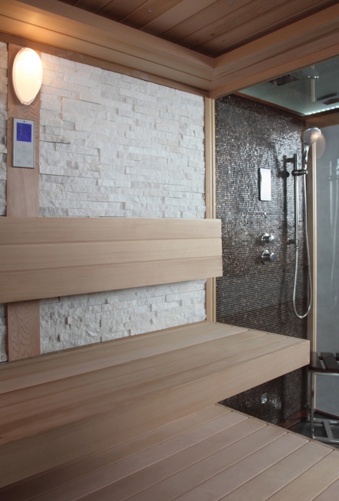 Corner Sauna and Shower Combination Cabin with Glass Divider CSA-787 reference view 4