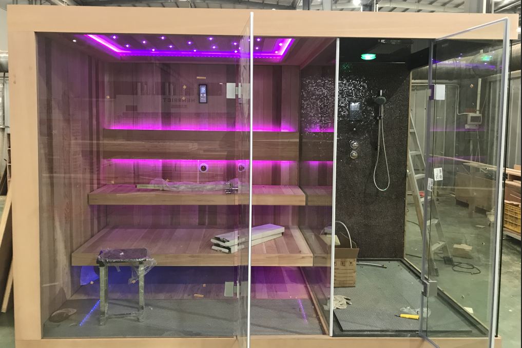 Corner Sauna and Shower Combination Cabin with Glass Divider CSA-787 reference view 6