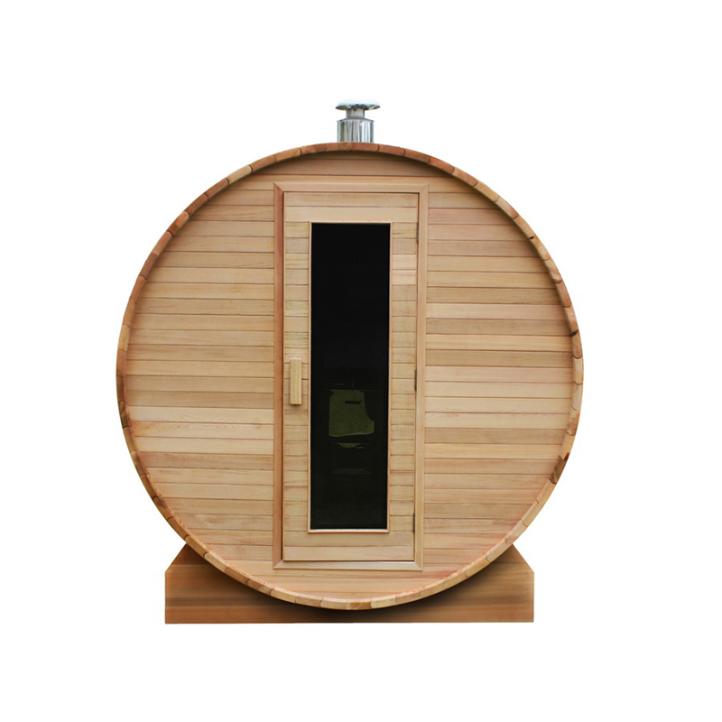 Wood-Fired Barrel Sauna with Center Door and Side Stove CSA-788 reference view 2