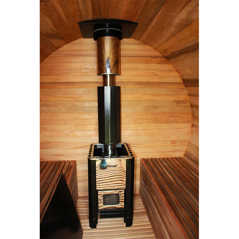 Wood-Fired Barrel Sauna with Center Door and Side Stove CSA-788 reference view 4