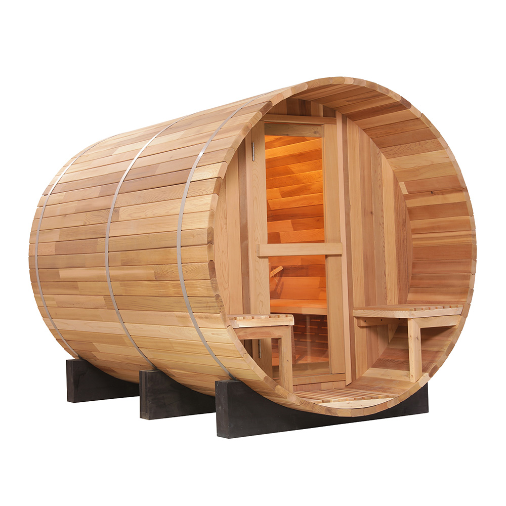 Porch-Front Barrel Sauna with Extended Entry Canopy CSA-789 reference view 2