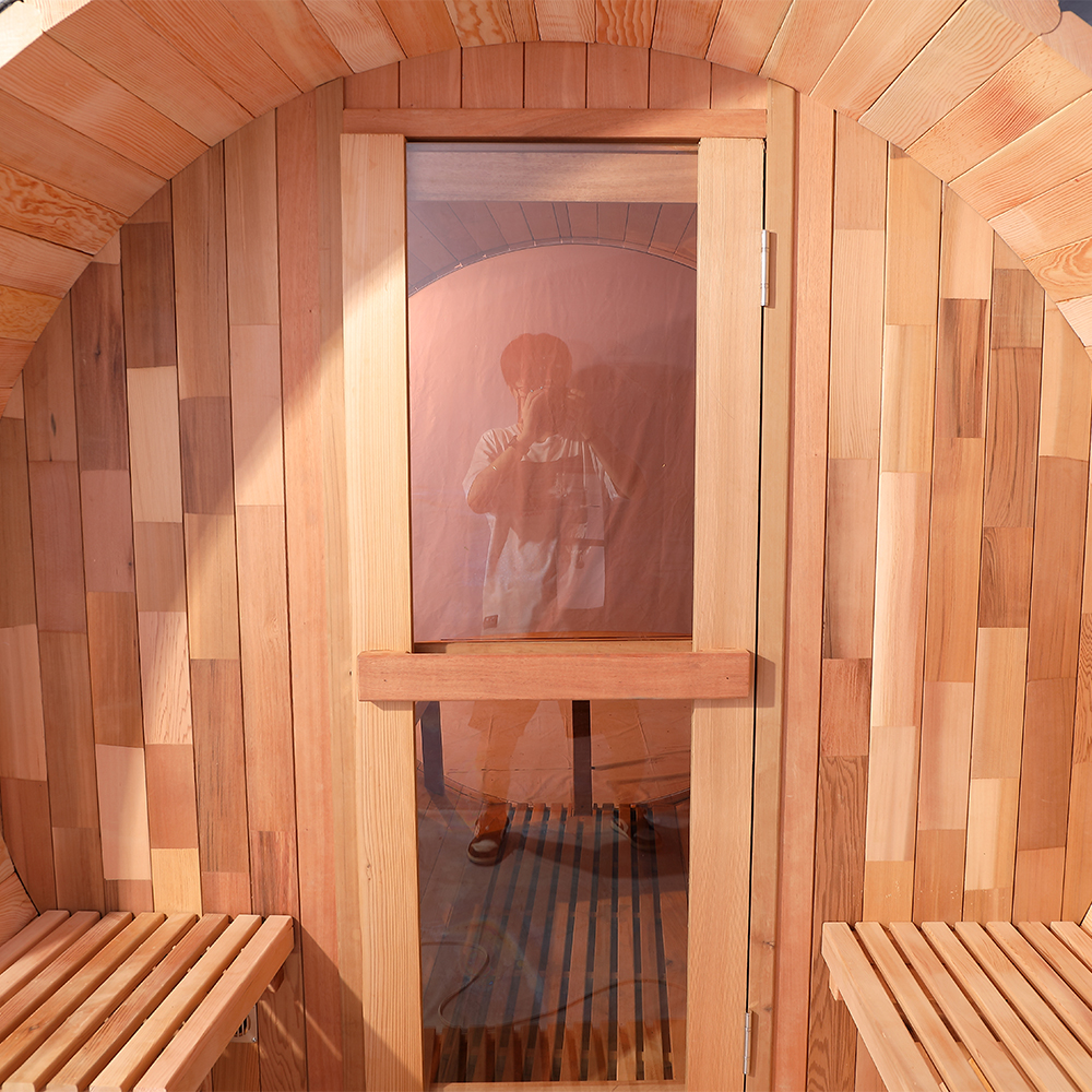 Porch-Front Barrel Sauna with Extended Entry Canopy CSA-789 reference view 4