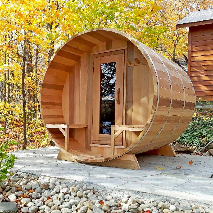 Porch-Front Barrel Sauna with Extended Entry Canopy CSA-789 reference view 6