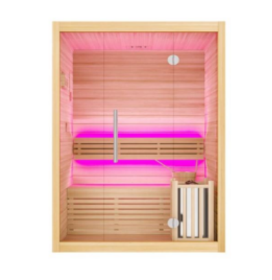 Compact Hemlock Steam Sauna with Pink Accent Lighting product image