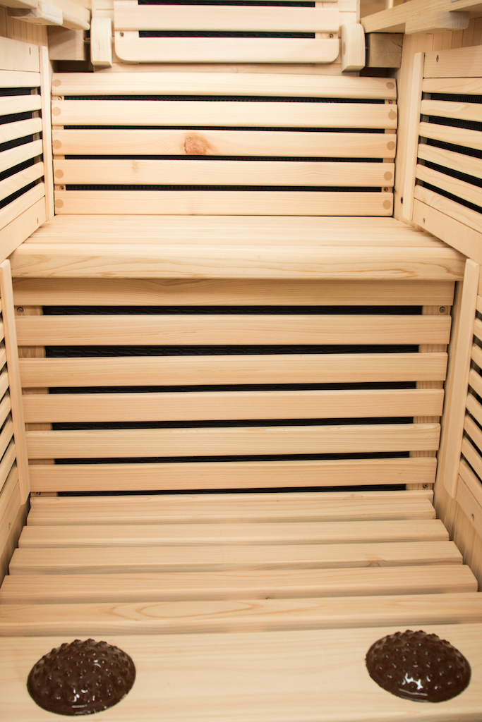 Fold-Open Hinoki Half-Sauna Cabinet with Hinged Top Panels CSA-796 reference view 4