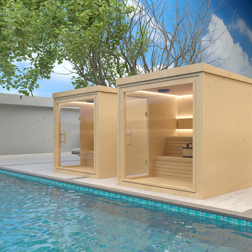 Poolside Cube Steam Sauna with Star Ceiling Lights product image