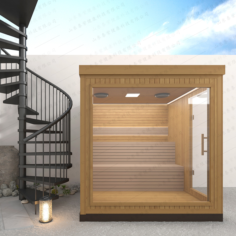 Poolside Cube Steam Sauna with Star Ceiling Lights CSA-797 reference view 4