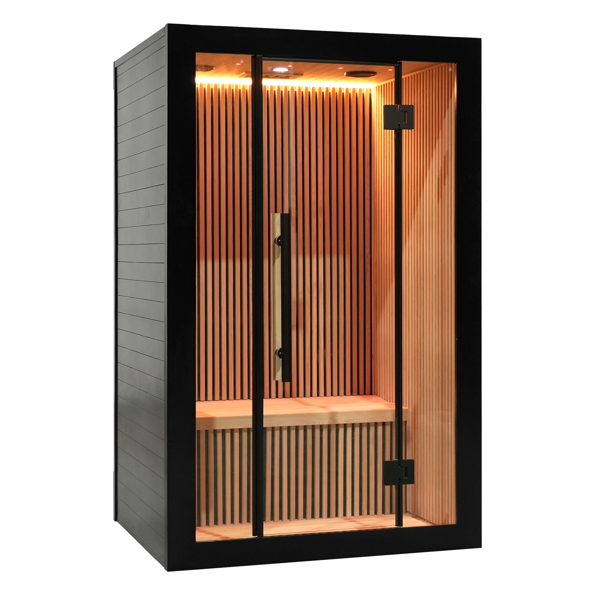 Black One-Person Infrared Sauna with Vertical Red-Light Panels product image