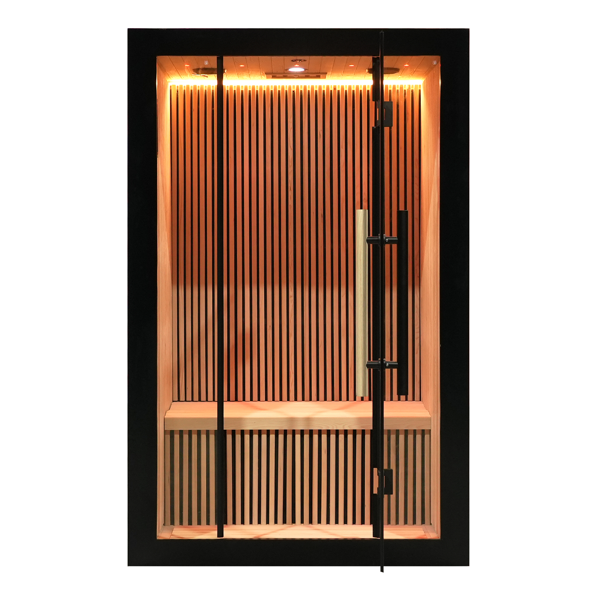 Black One-Person Infrared Sauna with Vertical Red-Light Panels CSA-800 reference view 2
