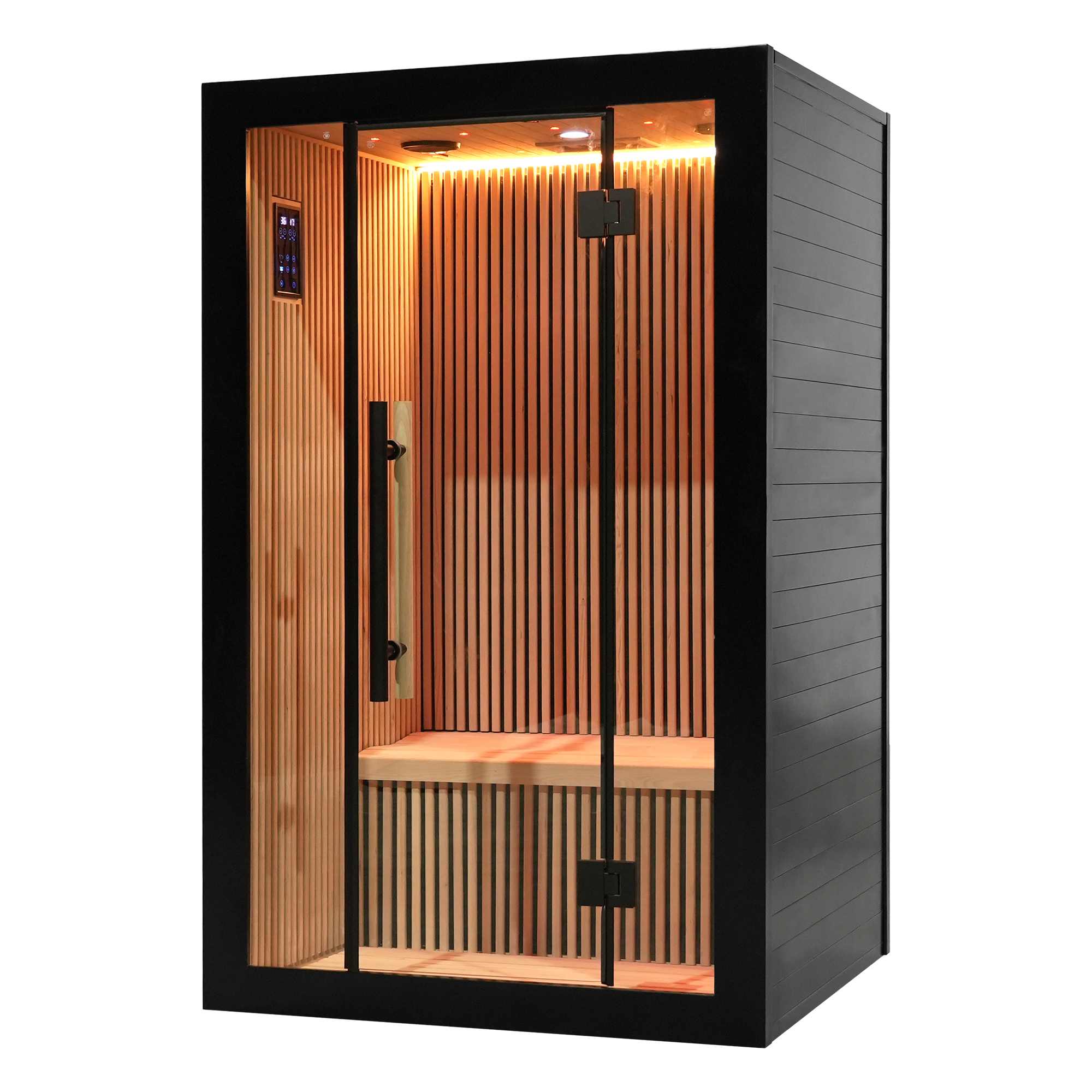 Black One-Person Infrared Sauna with Vertical Red-Light Panels CSA-800 reference view 3