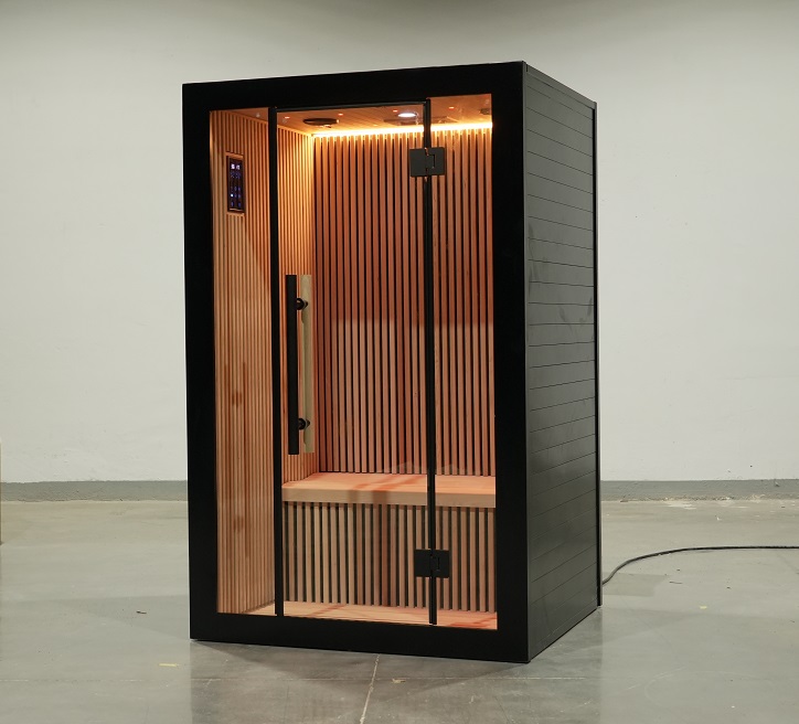 Black One-Person Infrared Sauna with Vertical Red-Light Panels CSA-800 reference view 6