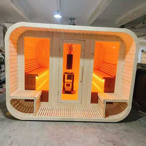 Rounded Triple-Bay Outdoor Sauna with Center Entry product image