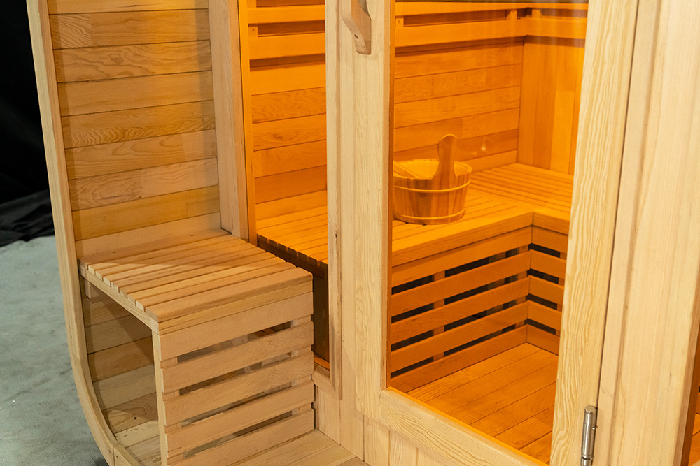 Rounded Triple-Bay Outdoor Sauna with Center Entry CSA-801 reference view 5