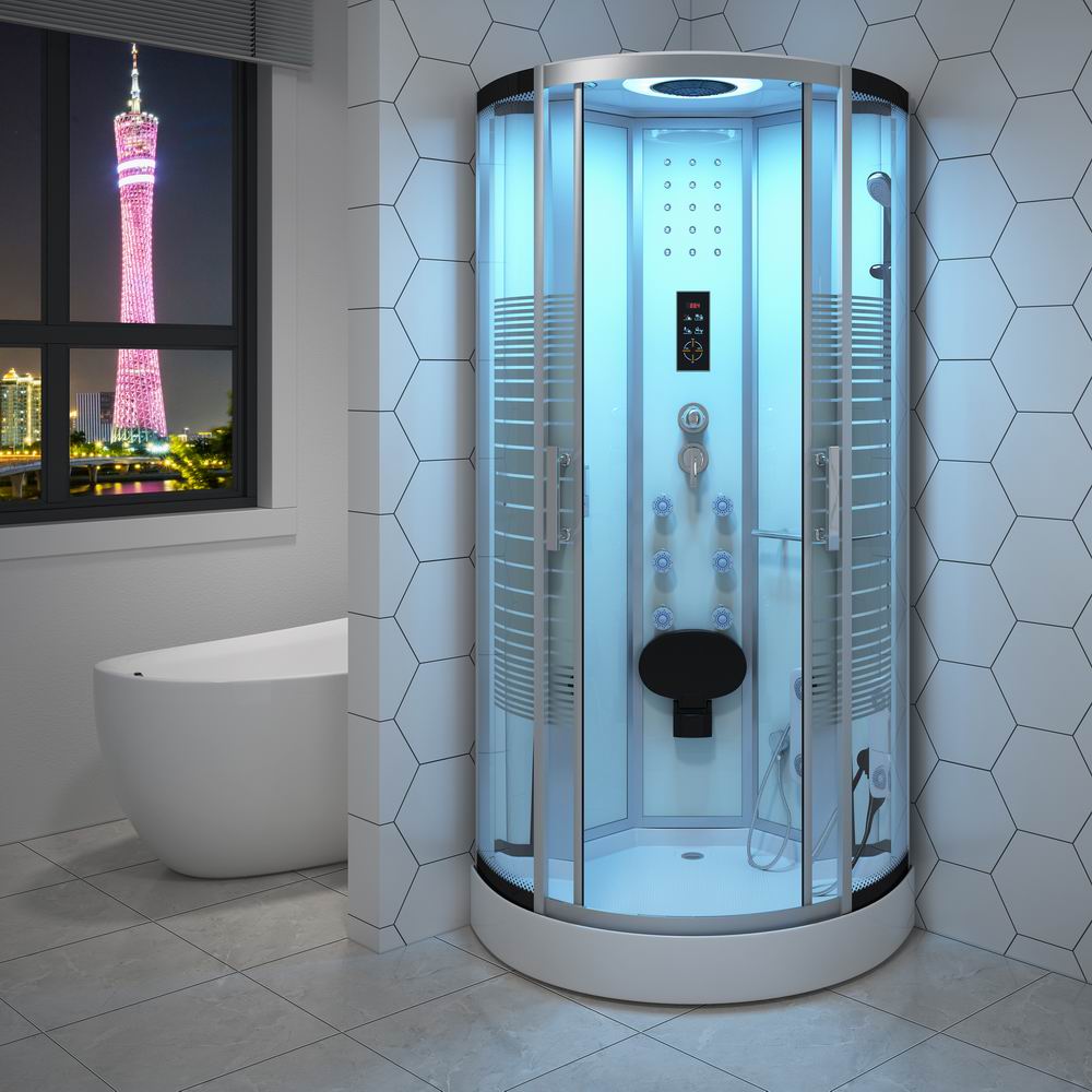 Cylindrical Black Steam Shower Pod with Multi-Jet Column CSA-802 reference view 2