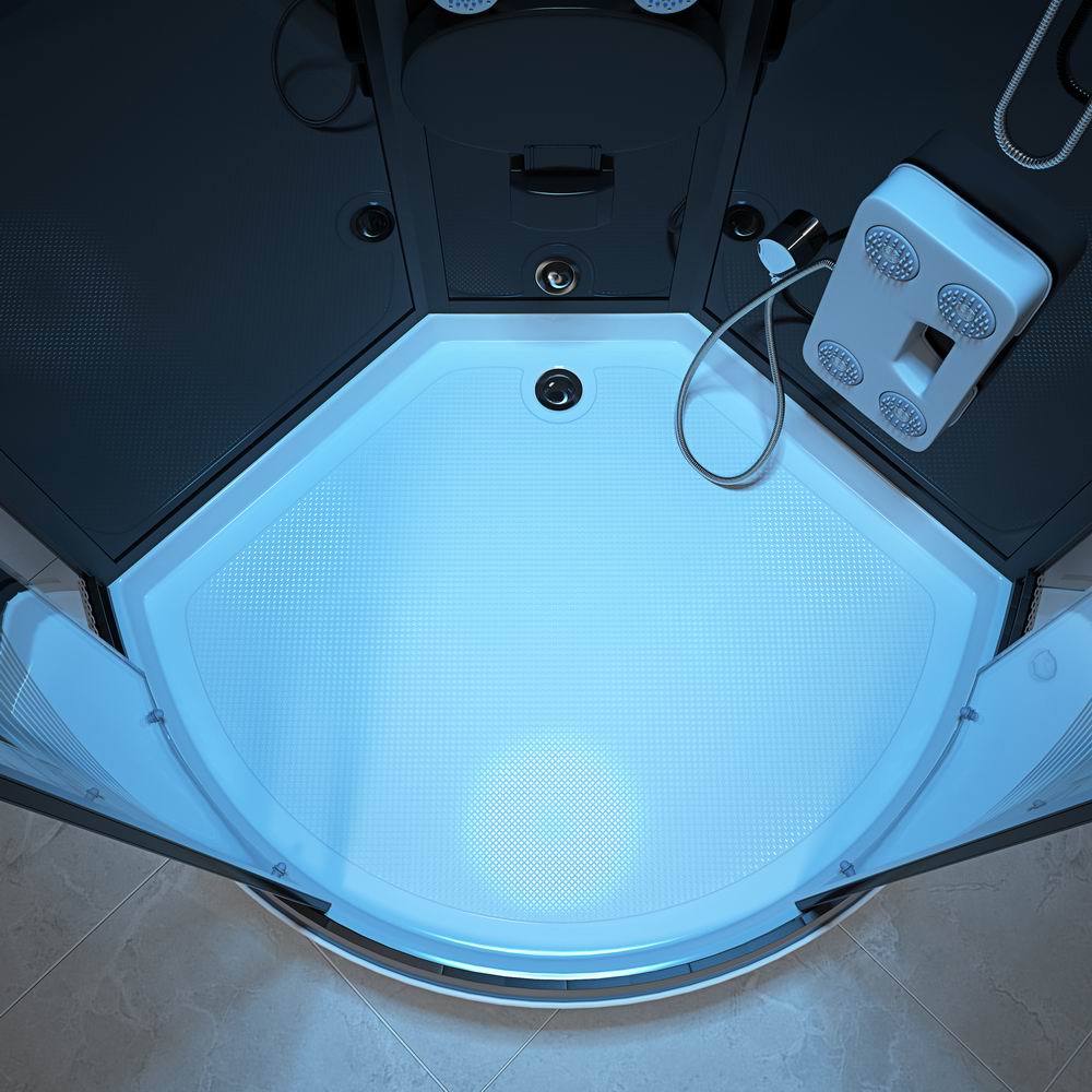 Cylindrical Black Steam Shower Pod with Multi-Jet Column CSA-802 reference view 5