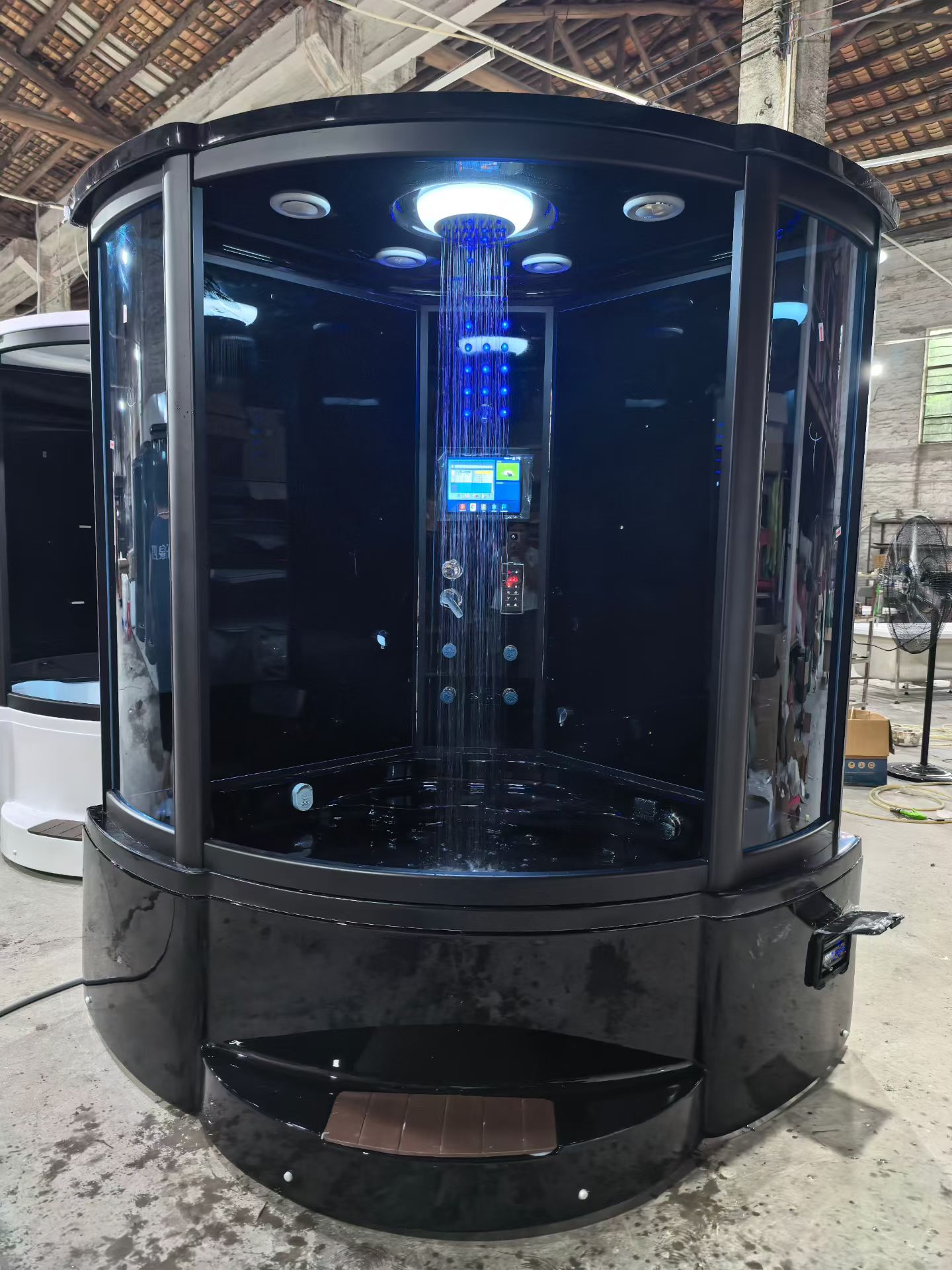 Black Rounded Steam Shower Cabin with Raised Whirlpool Base CSA-804 reference view 2