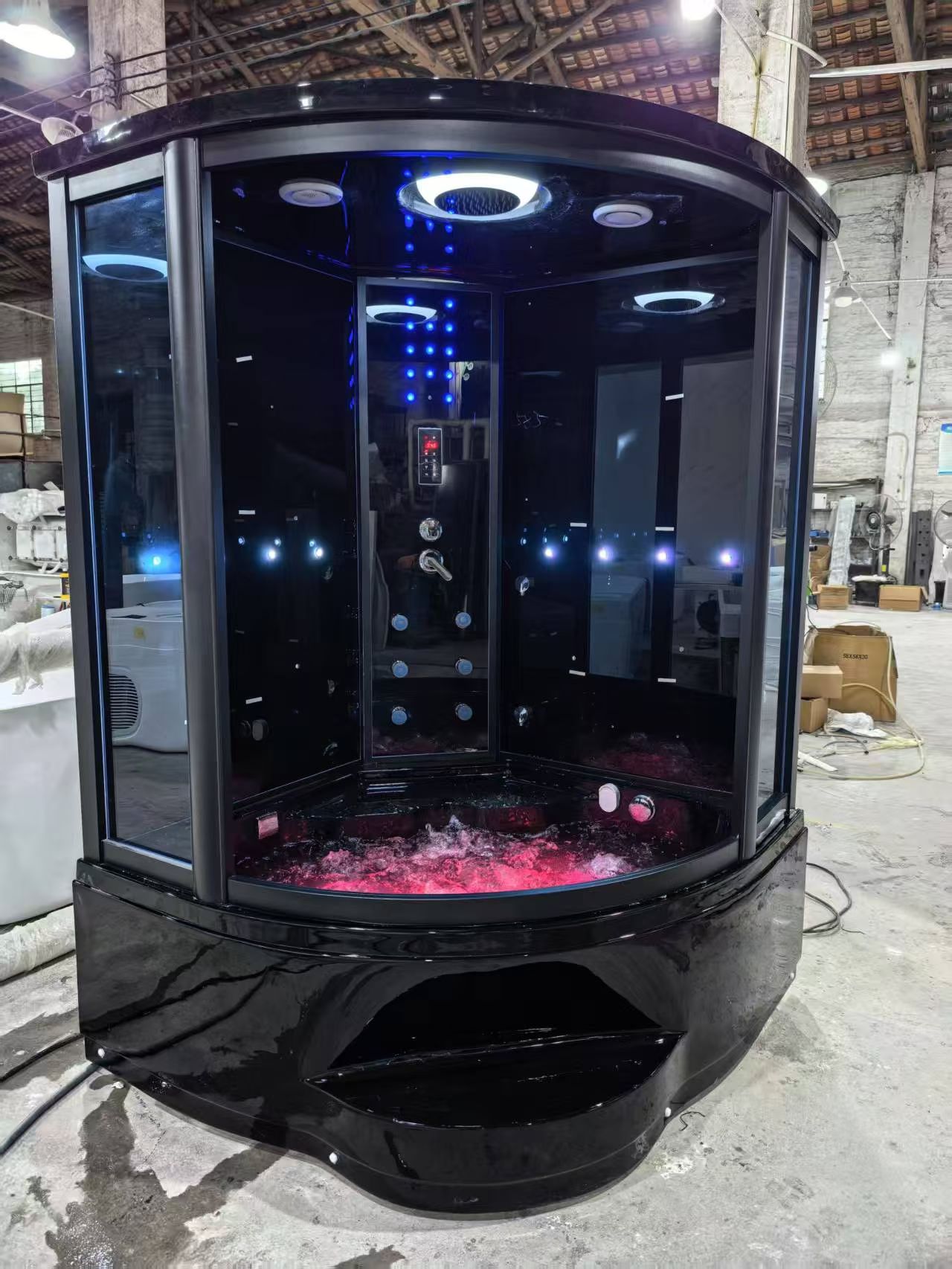Black Rounded Steam Shower Cabin with Raised Whirlpool Base CSA-804 reference view 4