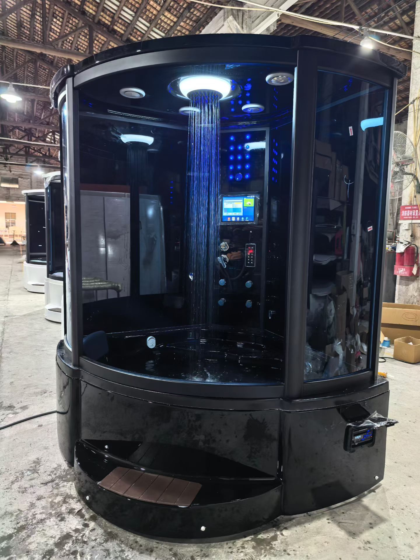 Black Rounded Steam Shower Cabin with Raised Whirlpool Base CSA-804 reference view 5